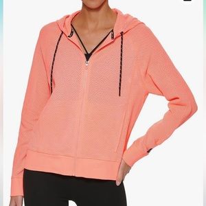 DNKY SPORT NWT! Sprint Mesh Relaxed Full-Zip Hoodie - XL - Bright Orange